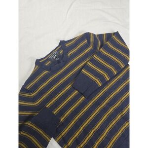 Banana Republic Sweater Mens Medium Blue Stripe Italian Merino Wool Crewneck